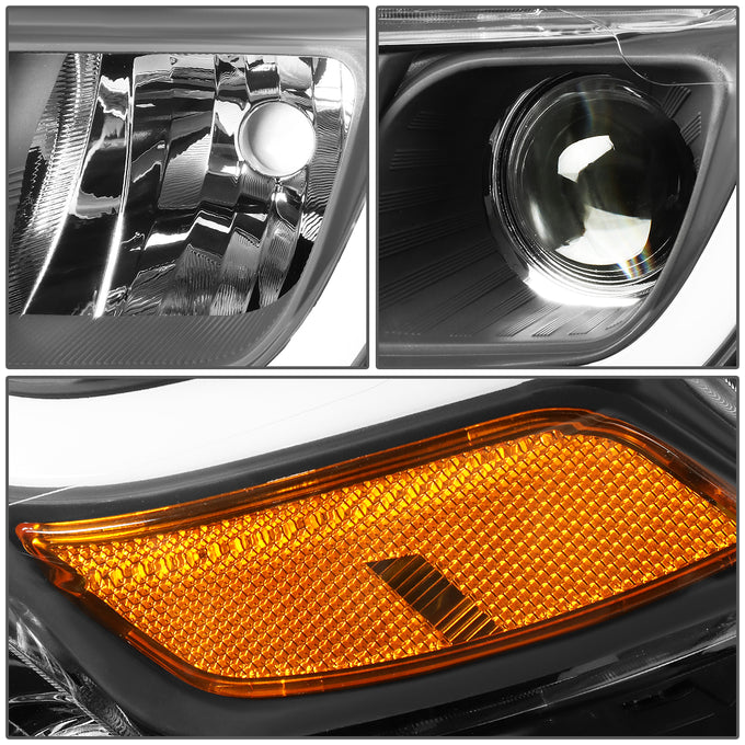 D-Motoring - 14-16 Jeep Grand Cherokee Headlights - LED DRL - Clear Lens - Amber Corner - Projector - Plug-n-Play - Pair - 4
