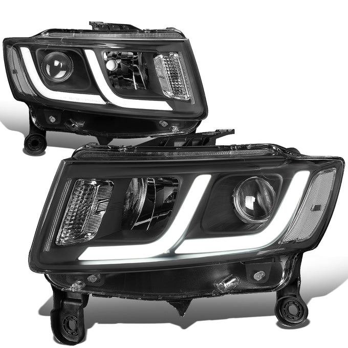 14-16 Jeep Grand Cherokee Headlights - LED DRL - Clear Lens - Clear Corner - Projector - Plug-n-Play - Pair