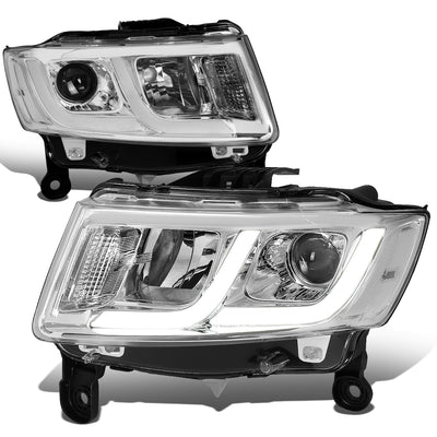 14-16 Jeep Grand Cherokee Headlights - LED DRL - Clear Lens - Clear Corner - Projector - Plug-n-Play - Pair
