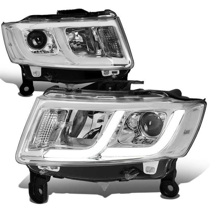 14-16 Jeep Grand Cherokee Headlights - LED DRL - Clear Lens - Clear Corner - Projector - Plug-n-Play - Pair