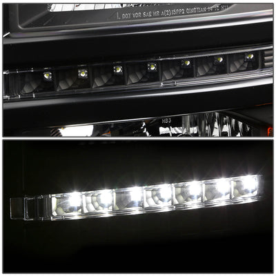 D-Motoring - Headlights - LED DRL - Black Housing - Amber Corner - Projector - Pair - Chevrolet Silverado 1500 / 2500(HD) / 3500(HD) - 5