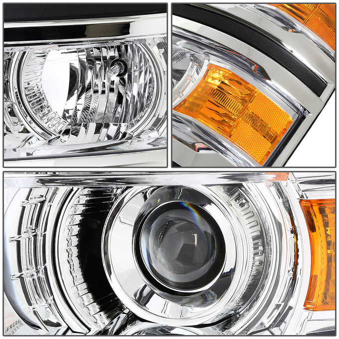 D-Motoring - Headlights - LED DRL - Chrome Housing - Amber Corner - Projector - Pair - Chevrolet Silverado 1500 - 2