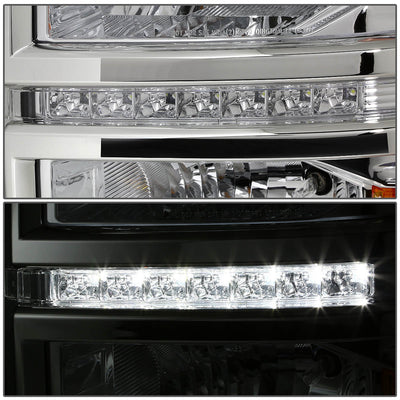 D-Motoring - Headlights - LED DRL - Chrome Housing - Amber Corner - Projector - Pair - Chevrolet Silverado 1500 - 5