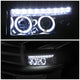 D-Motoring - Headlights - Dual Halo+LED DRL - Smoked Lens - Amber Corner - Projector - Plug-n-Play - Pair - Dodge Ram 1500 / 2500 / 3500 - 3