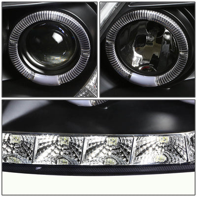 D-Motoring - Headlights - Halo Rings+LED DRL - Black Housing - Amber Corner - Projector - Pair - Ford F-150 / F-150 Heritage / F-250 Light Duty / Expedition - 2