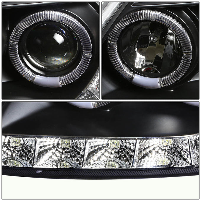 D-Motoring - Headlights - Halo Rings+LED DRL - Black Housing - Amber Corner - Projector - Pair - Ford F-150 / F-150 Heritage / F-250 Light Duty / Expedition - 2