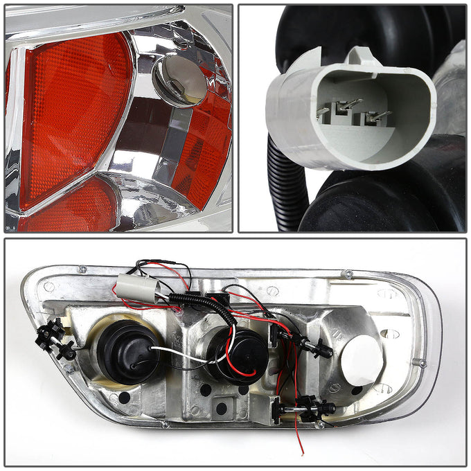 D-Motoring - Headlights - Halo Rings+LED DRL - Chrome Housing - Amber Corner - Projector - Pair - Ford F-150 / F-150 Heritage / F-250 Light Duty / Expedition - 5