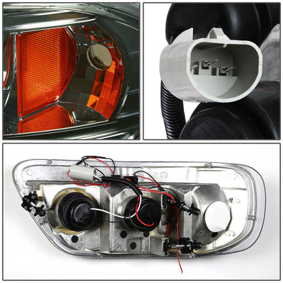 D-Motoring - Headlights - Halo Rings+LED DRL - Smoked Lens - Amber Corner - Projector - Pair - Ford F-150 / F-150 Heritage / F-250 Light Duty / Expedition - 4