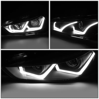 D-Motoring - Headlights - LED Halo - Black Housing - Smoked Lens - Clear Corner - Projector - Plug-n-Play - Pair - 15-17 Ford Focus - 3