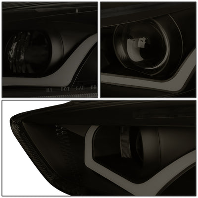 D-Motoring - Headlights - LED Halo - Black Housing - Smoked Lens - Clear Corner - Projector - Plug-n-Play - Pair - 15-17 Ford Focus - 4
