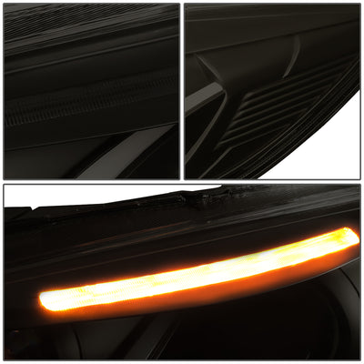 D-Motoring - Headlights - LED Halo - Black Housing - Smoked Lens - Clear Corner - Projector - Plug-n-Play - Pair - 15-17 Ford Focus - 5