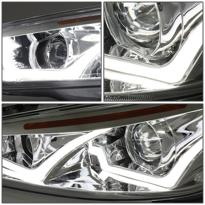 D-Motoring - Headlights - LED Dual Halo - Chrome Housing - Amber Corner - Projector - Plug-n-Play - Pair - 15-17 Ford Focus - 3
