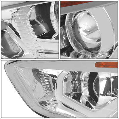 D-Motoring - Headlights - LED Dual Halo - Chrome Housing - Amber Corner - Projector - Plug-n-Play - Pair - 15-17 Ford Focus - 4