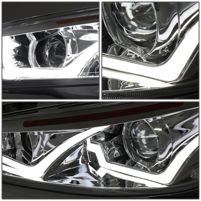 D-Motoring - Headlights - LED Dual Halo - Projector - Smoked Lens - Amber Corner - Plug-n-Play - Pair - 15-17 Ford Focus - 3