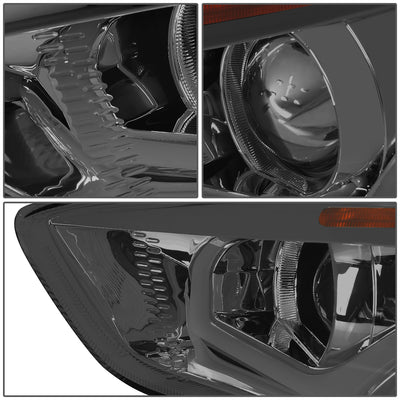 D-Motoring - Headlights - LED Dual Halo - Projector - Smoked Lens - Amber Corner - Plug-n-Play - Pair - 15-17 Ford Focus - 4