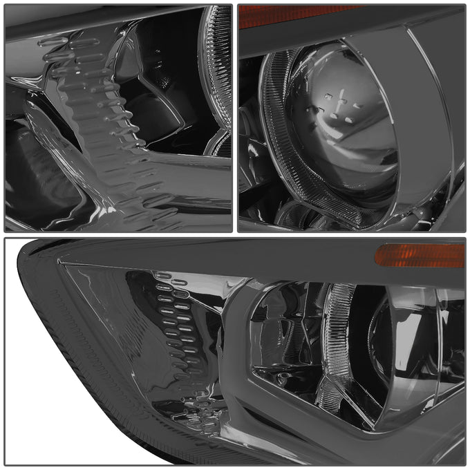 D-Motoring - Headlights - LED Dual Halo - Projector - Smoked Lens - Amber Corner - Plug-n-Play - Pair - 15-17 Ford Focus - 4