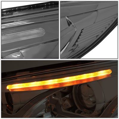 D-Motoring - Headlights - LED Dual Halo - Smoked Lens - Clear Corner - Projector - Plug-n-Play - Pair - 15-17 Ford Focus - 5