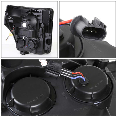 D-Motoring - Headlights - LED Halo Ring - Black Housing - Amber Corner - Projector - Plug-n-Play - Pair - Ford F-250 / 350 / 450 / 550 Super Duty - 5