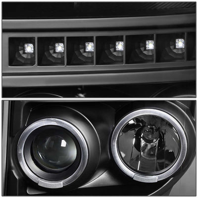 D-Motoring - Headlights - LED Halo Ring - Black Housing - Amber Corner - Projector - Plug-n-Play - Pair - Ford F-250 / 350 / 450 / 550 Super Duty - 2