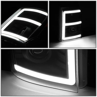 11-16 Ford F250 F350 Super Duty Headlights - 3D LED DRL - Clear Lens - Amber Corner - Projector - Pair - HL-HPL-LED-FSU13-BK-AM-T2 - 4