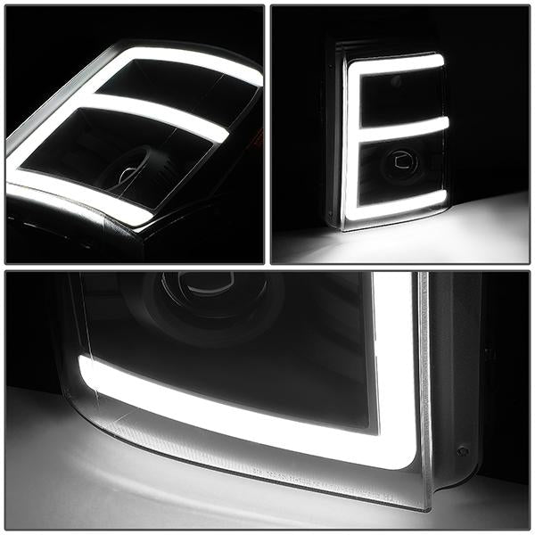 11-16 Ford F250 F350 Super Duty Headlights - 3D LED DRL - Clear Lens - Amber Corner - Projector - Pair - HL-HPL-LED-FSU13-BK-AM-T2 - 4