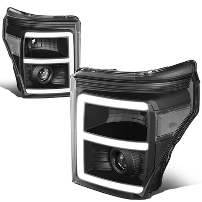 11-16-ford-f250-f350-super-duty-headlights-3d-led-drl-clear-lens-clear-corner-projector-pair-hl-hpl-led-fsu13-bk-cl1-t2 - 2