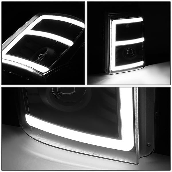 11-16 Ford F250 F350 Super Duty Headlights - 3D LED DRL - Clear Lens - Clear Corner - Projector - Pair - HL-HPL-LED-FSU13-BK-CL1-T2 - 4