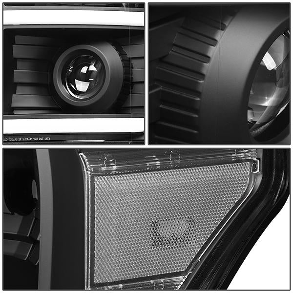 11-16 Ford F250 F350 Super Duty Headlights - 3D LED DRL - Clear Lens - Clear Corner - Projector - Pair - HL-HPL-LED-FSU13-BK-CL1-T2 - 6