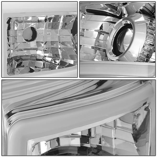 11-16 Ford F-250 F-350 F-450 F-550 Super Duty Headlights - LED E-Bar DRL - Front Bumper - Clear Lens - Amber Corner - Projector - Pair - HL-HPL-LED-FSU13-CH-AM-T2 - 5