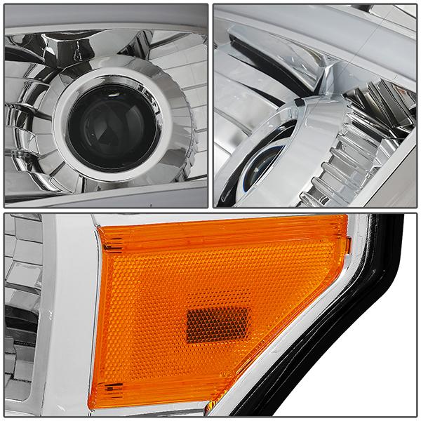 11-16 Ford F-250 F-350 F-450 F-550 Super Duty Headlights - LED E-Bar DRL - Front Bumper - Clear Lens - Amber Corner - Projector - Pair - HL-HPL-LED-FSU13-CH-AM-T2 - 6
