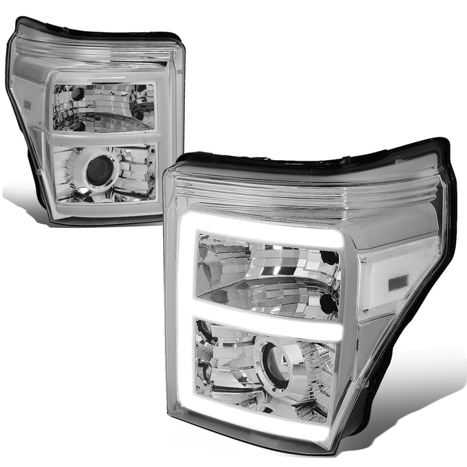 11-16-ford-f250-f350-super-duty-headlights-3d-led-drl-clear-lens-clear-corner-projector-pair-hl-hpl-led-fsu13-ch-cl1-t2 - 2