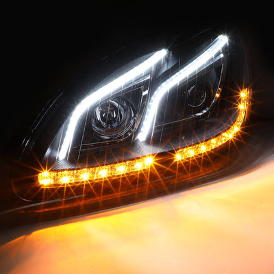 D-Motoring - Headlights - LED DRL+Signal - Black Housing - Clear Lens - Projector - Plug-n-Play - Pair - Mercedes S350 / S430 / S500 / S55 AMG / S600 / S65 AMG - 3
