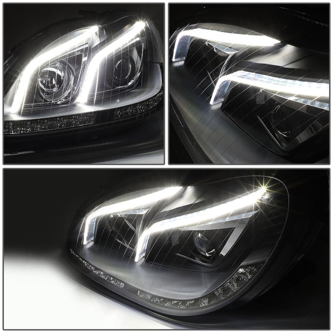 D-Motoring - Headlights - LED DRL+Signal - Black Housing - Clear Lens - Projector - Plug-n-Play - Pair - Mercedes S350 / S430 / S500 / S55 AMG / S600 / S65 AMG - 4