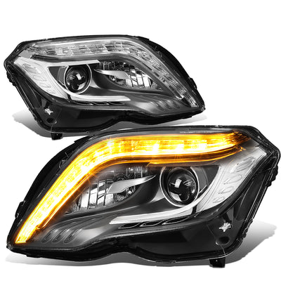 D-Motoring - Headlights - LED DRL+Turn Signal - Black Housing - Projector - Plug-n-Play - Pair - Mercedes GLK250 / GLK280 / GLK300 / GLK350 - 1