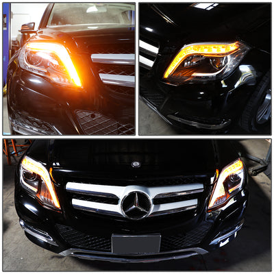 D-Motoring - Headlights - LED DRL+Turn Signal - Black Housing - Projector - Plug-n-Play - Pair - Mercedes GLK250 / GLK280 / GLK300 / GLK350 - 6