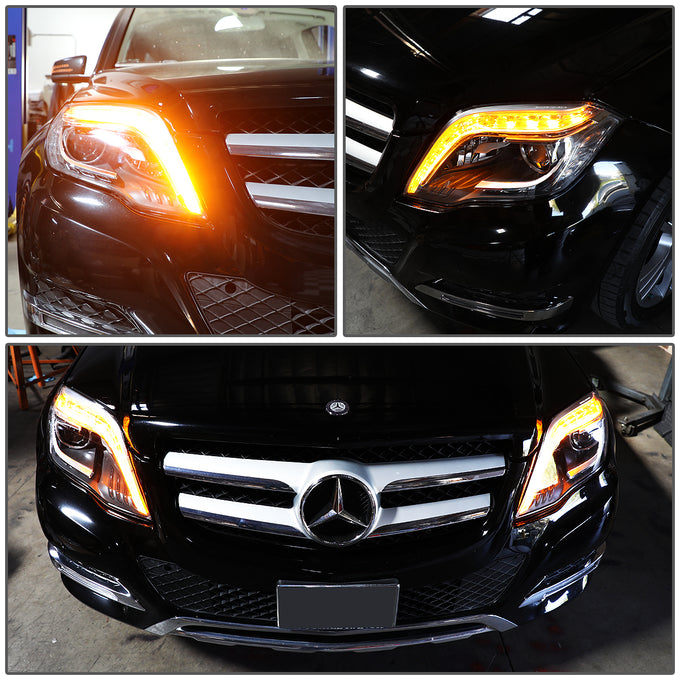 D-Motoring - Headlights - LED DRL+Turn Signal - Black Housing - Projector - Plug-n-Play - Pair - Mercedes GLK250 / GLK280 / GLK300 / GLK350 - 6