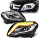 13-15 Mercedes GLK250 GLK280 GLK300 GLK350 Headlights - LED DRL+Turn Signal - Black Housing - Projector - Plug-n-Play - Pair