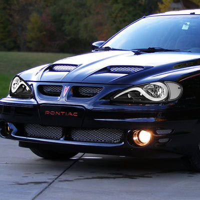 D-Motoring - 99-05 Pontiac Grand AmHeadlights - LED DRL - Black Housing - Clear Lens - Clear Corner - Pair - 7