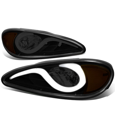99-05 Pontiac Grand Am Headlights - LED DRL - Smoked Housing - Amber Corner - Pair