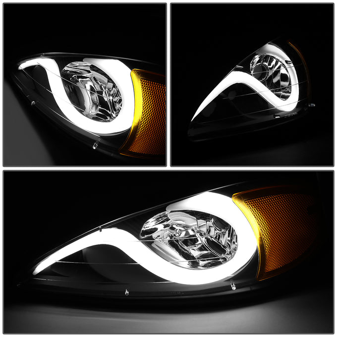 D-Motoring - 99-05 Pontiac Grand AmHeadlights - LED DRL - Smoked Housing - Amber Corner - Pair - 3
