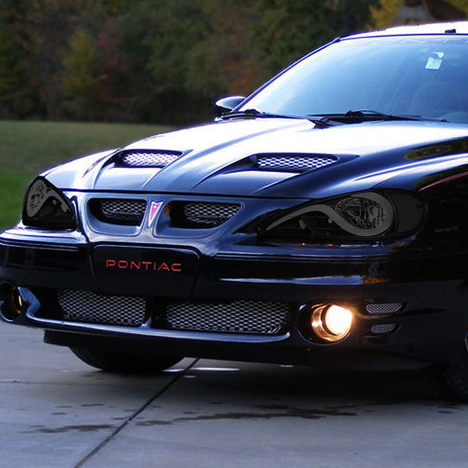 D-Motoring - 99-05 Pontiac Grand AmHeadlights - LED DRL - Smoked Housing - Smoked Lens - Clear Corner - Pair - 7