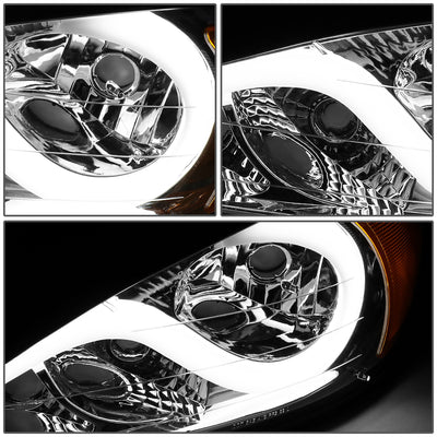 D-Motoring - 99-05 Pontiac Grand AmHeadlights - LED DRL - Chrome Housing - Clear Lens - Amber Corner - Pair - 4