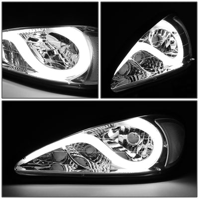 D-Motoring - 99-05 Pontiac Grand AmHeadlights - LED DRL - Chrome Housing - Clear Lens - Clear Corner - Pair - 3