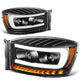 06-09-ram-truck-led-drl-sequential-signal-headlights-clear-lens-amber-corner-pair-hl-hpl-rm06-g-bk-am - 2