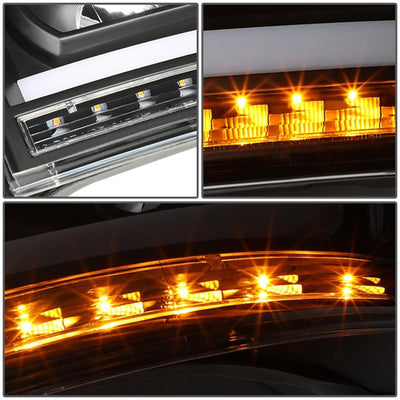 06-09 Ram Truck LED DRL+Sequential Signal Headlights - Clear Lens - Amber Corner - Pair - HL-HPL-RM06-G-BK-AM - 5