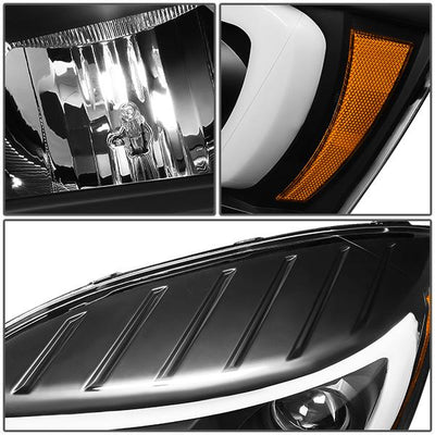 06-09 Ram Truck LED DRL+Sequential Signal Headlights - Clear Lens - Amber Corner - Pair - HL-HPL-RM06-G-BK-AM - 6