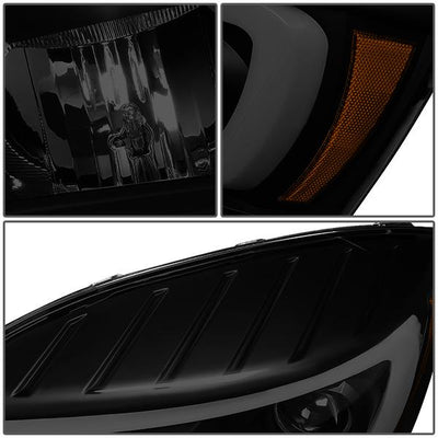 06-09 Ram Truck LED DRL+Sequential Signal Headlights - Smoked Lens - Amber Corner - Pair - HL-HPL-RM06-G-BK-SM-AM - 6