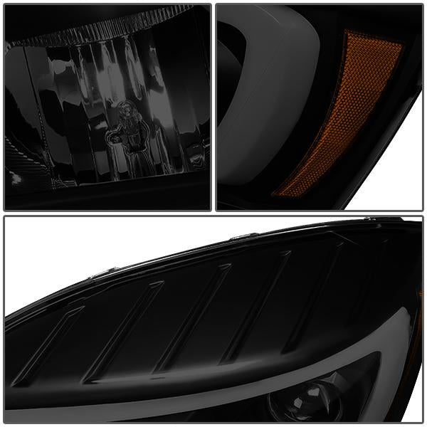 06-09 Ram Truck LED DRL+Sequential Signal Headlights - Smoked Lens - Amber Corner - Pair - HL-HPL-RM06-G-BK-SM-AM - 6