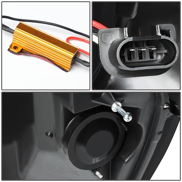 06-09 Ram Truck LED DRL+Sequential Signal Headlights - Smoked Lens - Amber Corner - Pair - HL-HPL-RM06-G-BK-SM-AM - 7