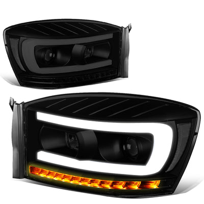 06-09-ram-truck-led-drl-sequential-turn-signal-headlights-smoked-lens-clear-corner-pair-hl-hpl-rm06-g-bk-sm-cl1 - 2